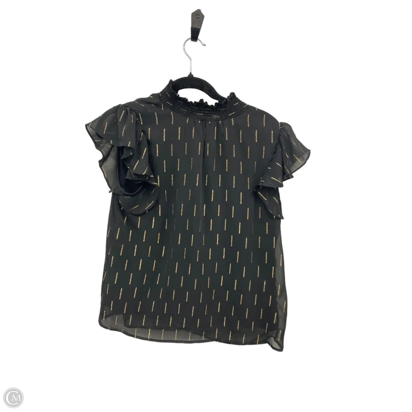 Top Short Sleeve By Cece In Black & Gold, Size: M