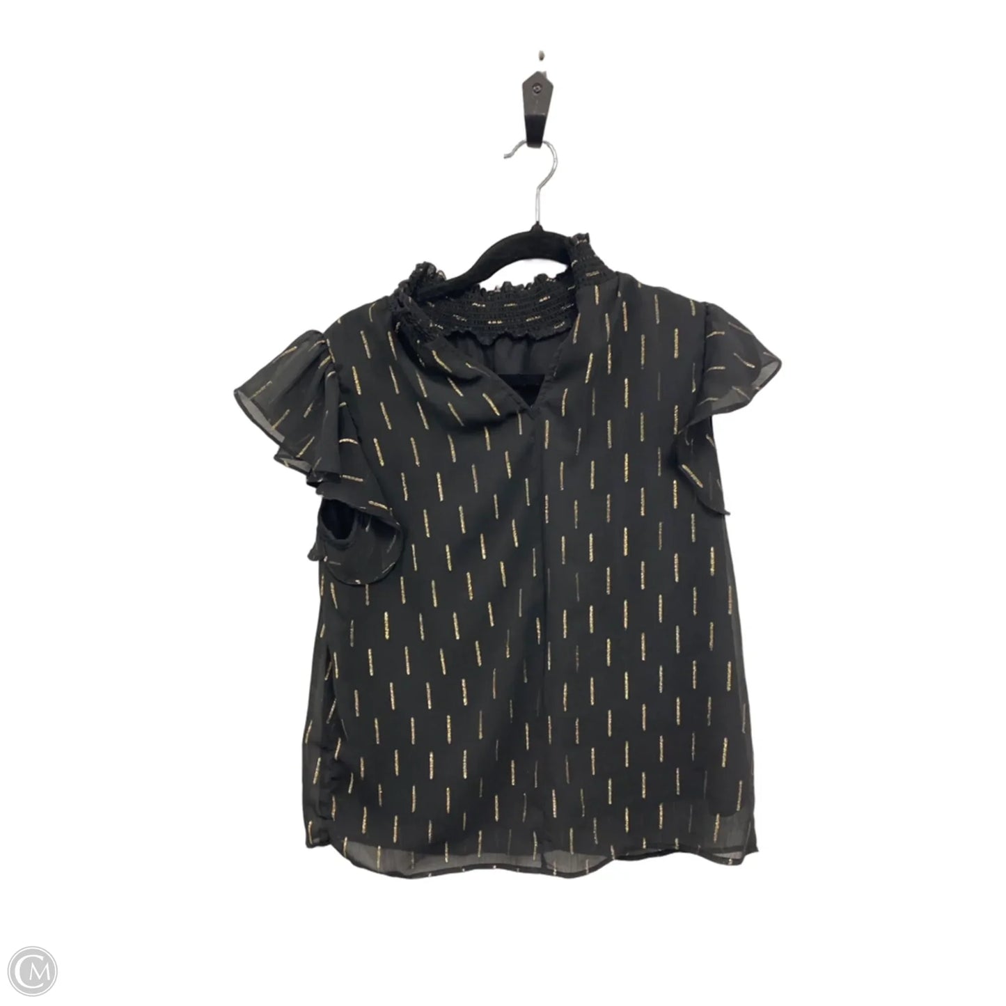 Top Short Sleeve By Cece In Black & Gold, Size: M