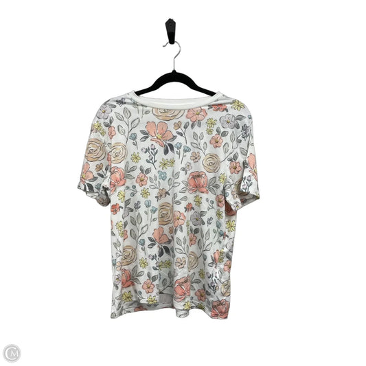 Top Short Sleeve Basic By Shein In Floral Print, Size: L