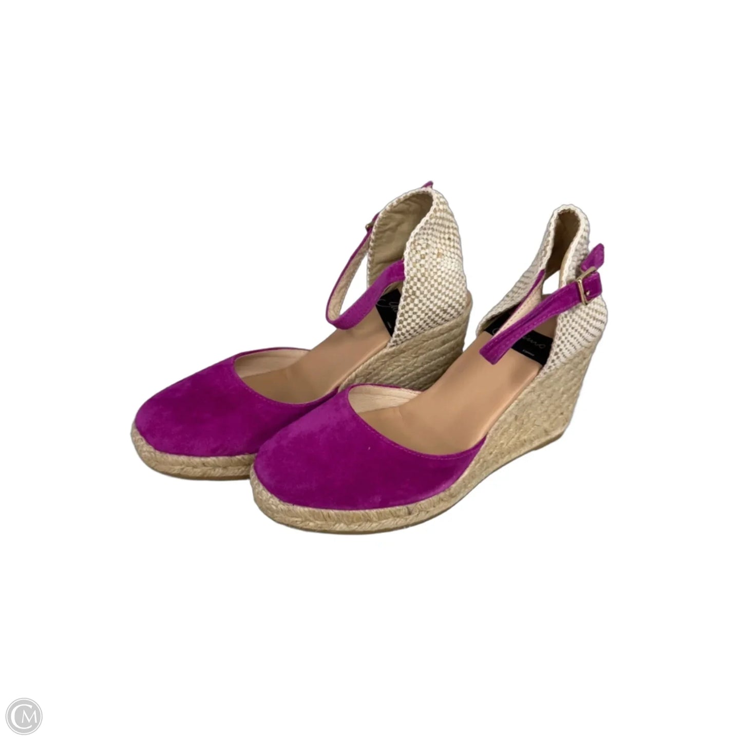 Sandals Heels Wedge By Clothes Mentor In Pink & Tan, Size: 6.5