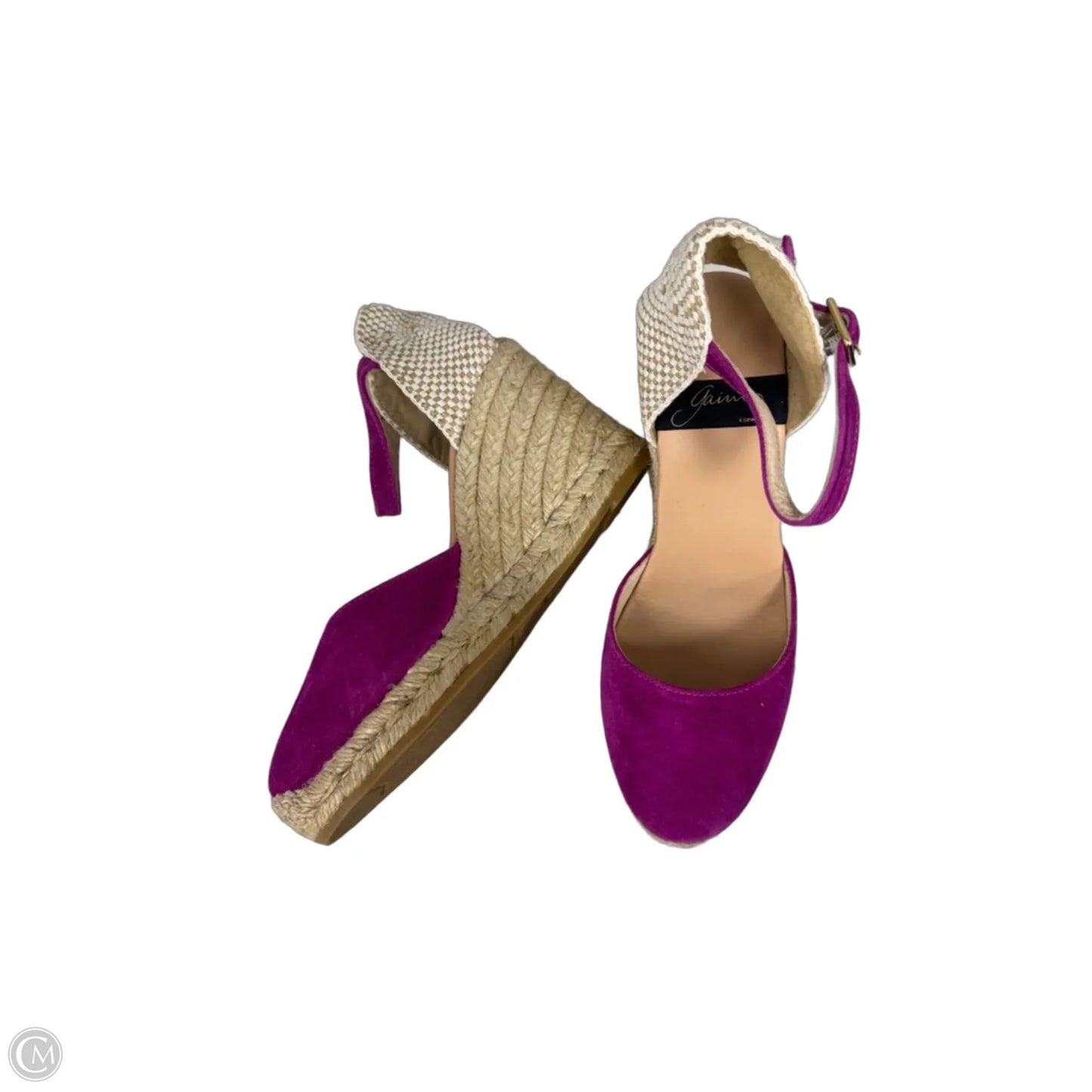 Sandals Heels Wedge By Clothes Mentor In Pink & Tan, Size: 6.5