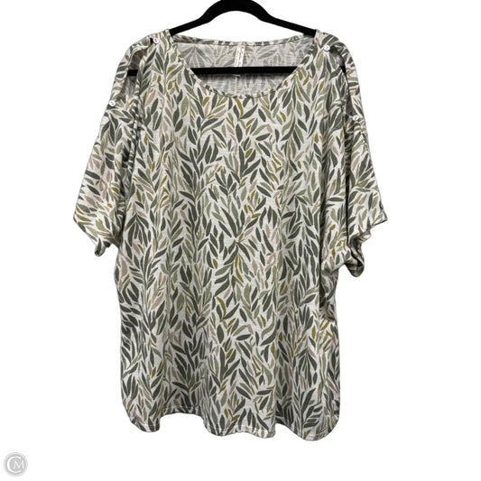 Top Short Sleeve By Clothes Mentor In Cream & Green, Size: 3x