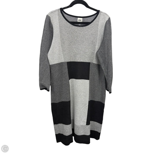 Dress Sweater By Anne Klein In Black & Grey, Size: L