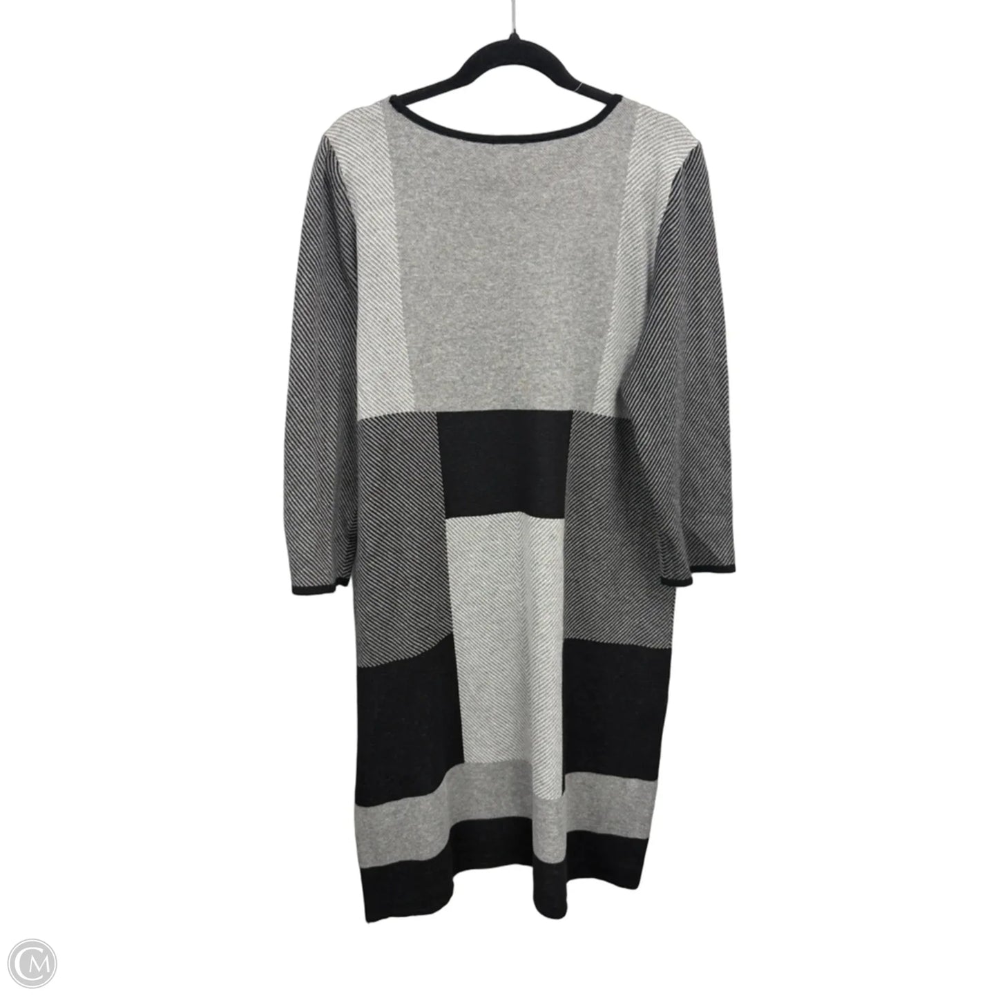 Dress Sweater By Anne Klein In Black & Grey, Size: L