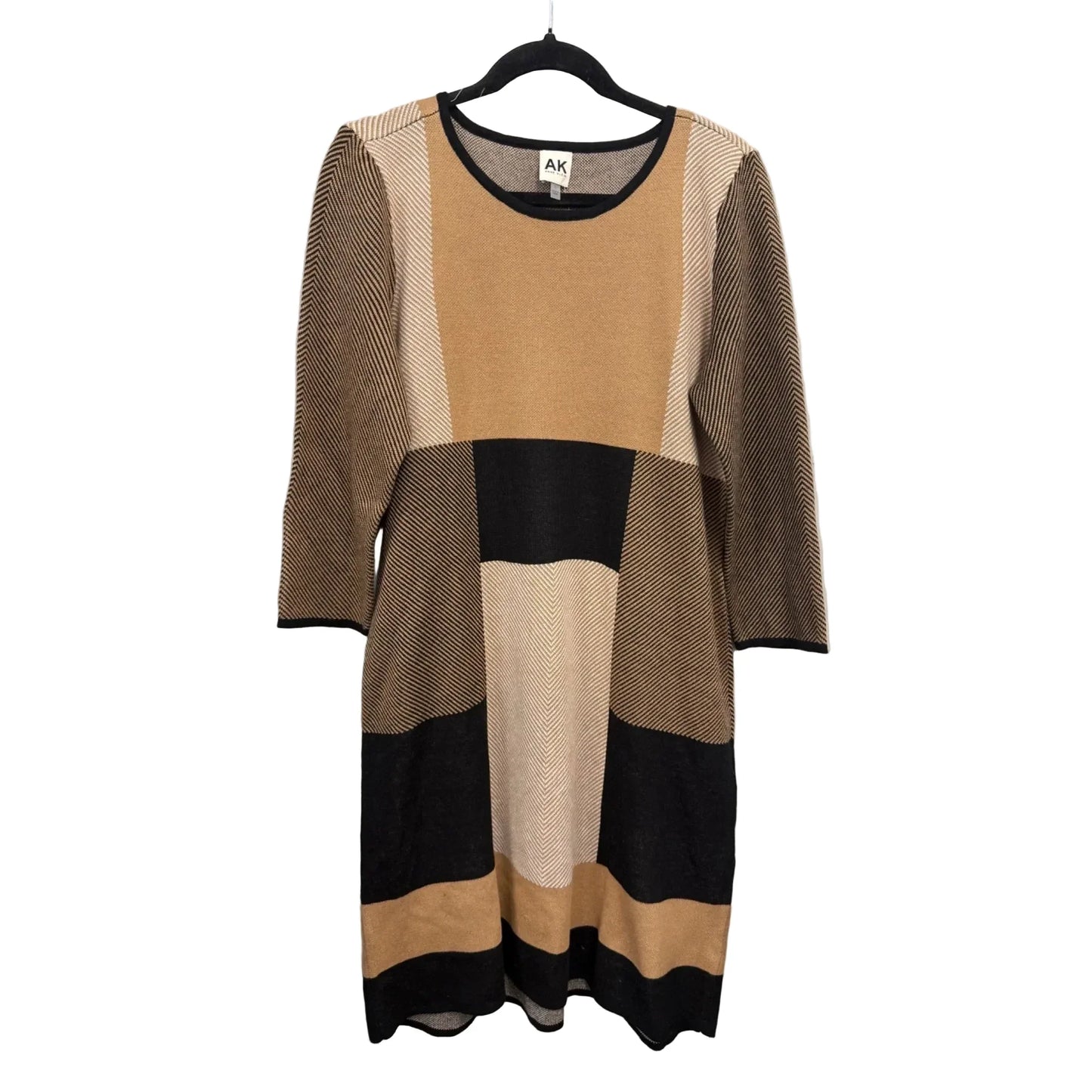 Dress Sweater By Anne Klein In Black & Tan, Size: L