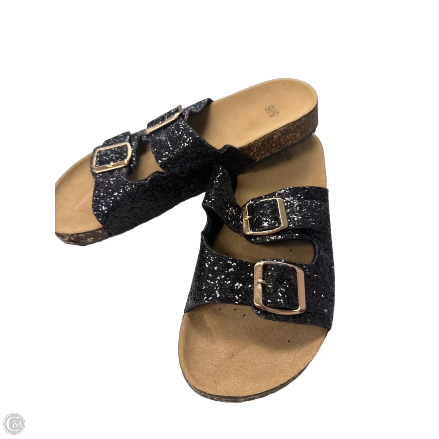 Sandals Flats By Clothes Mentor In Black, Size: 5.5