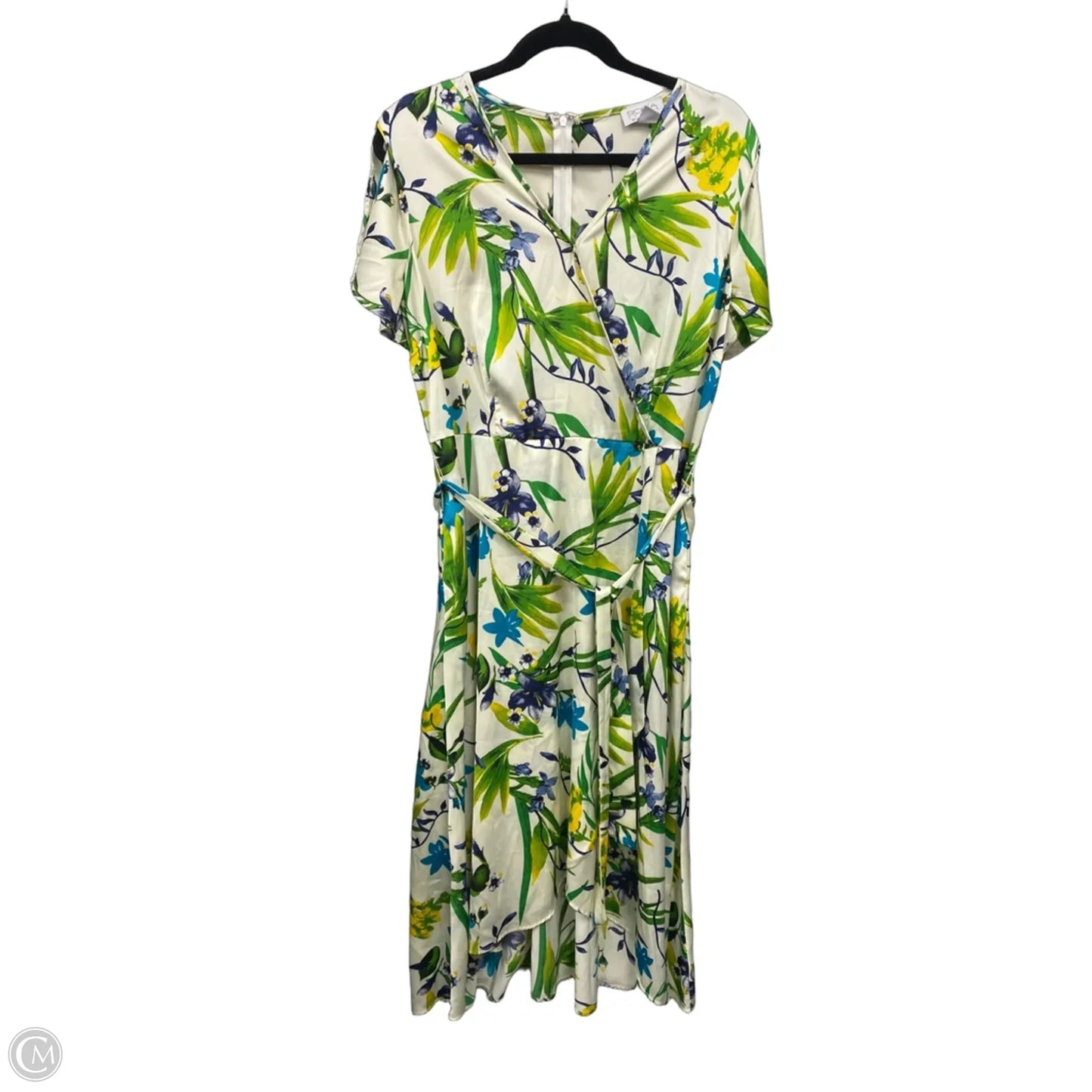Dress Casual Midi By Sofia By Sofia Vergara In Cream & Green, Size: L