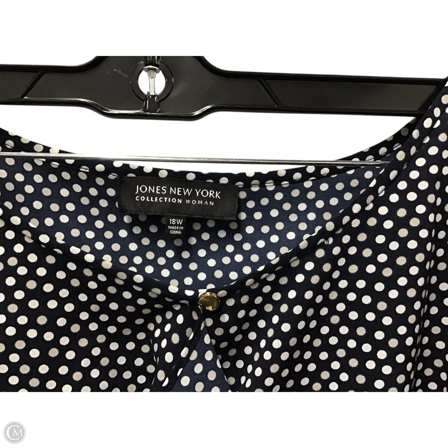 Blouse Short Sleeve By Jones New York In Polkadot Pattern, Size: 18