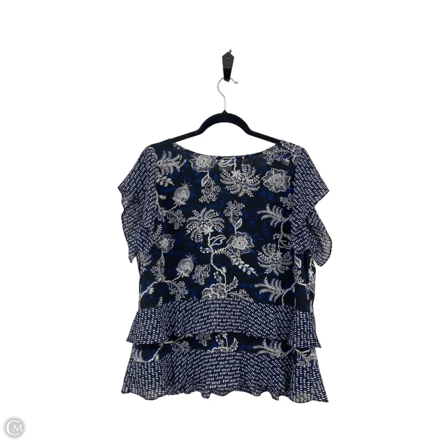 Top Short Sleeve By Cabi In Black & White, Size: L