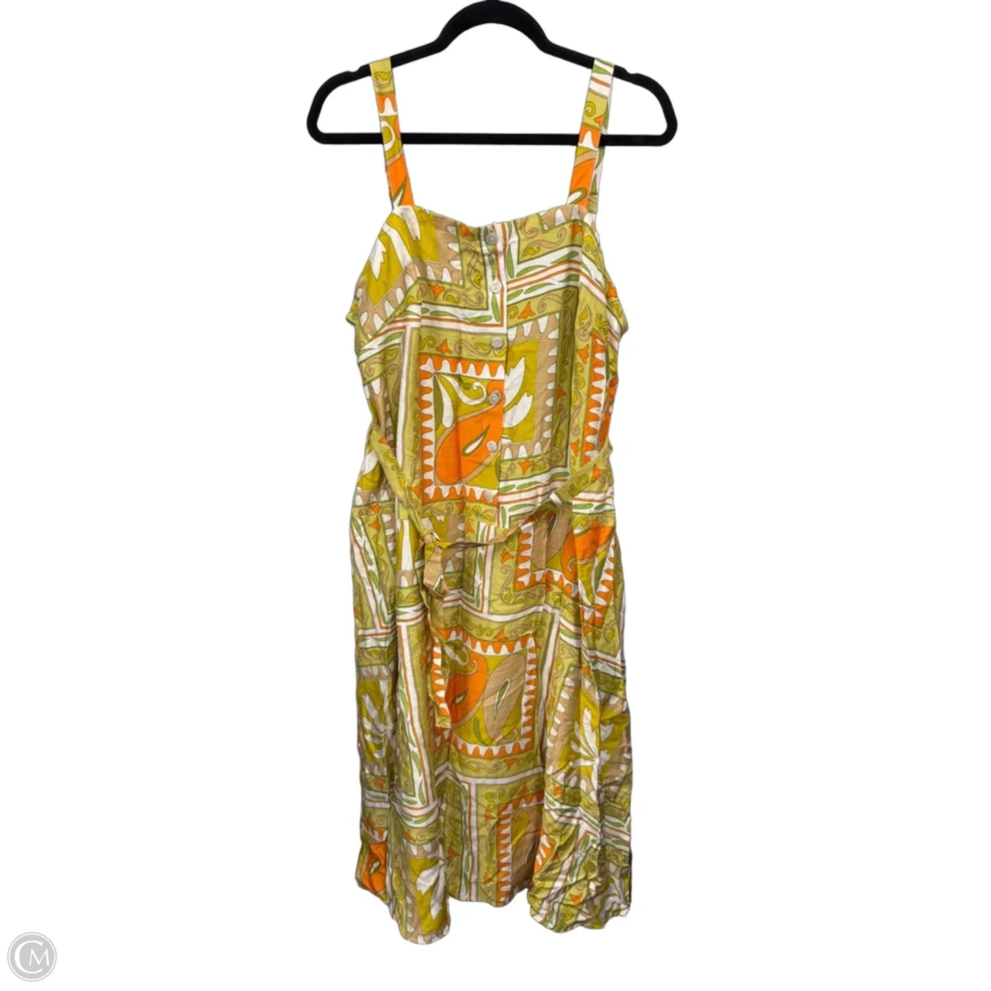 Dress Casual Midi By Mlle Gabrielle In Green & Orange, Size: 1x