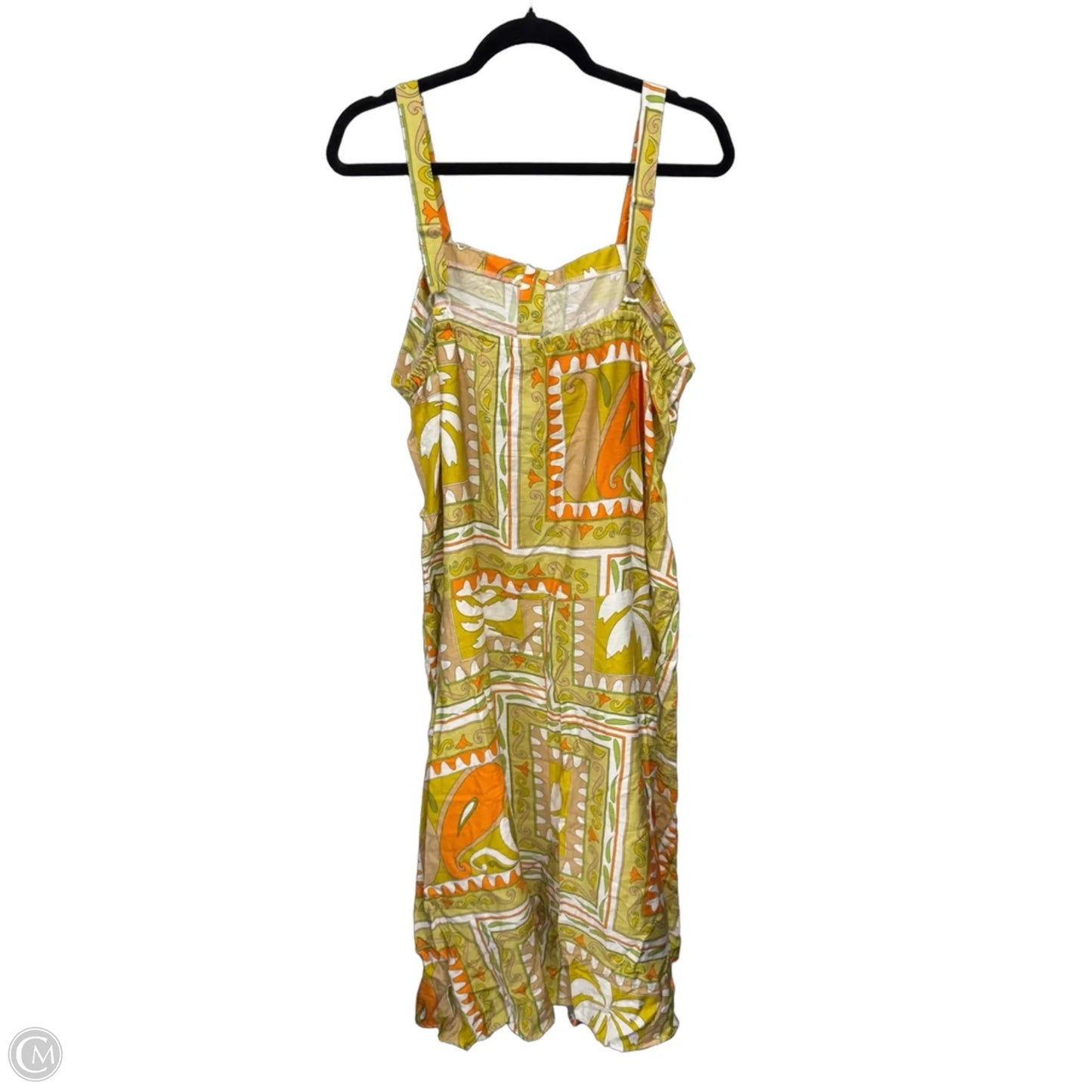 Dress Casual Midi By Mlle Gabrielle In Green & Orange, Size: 1x