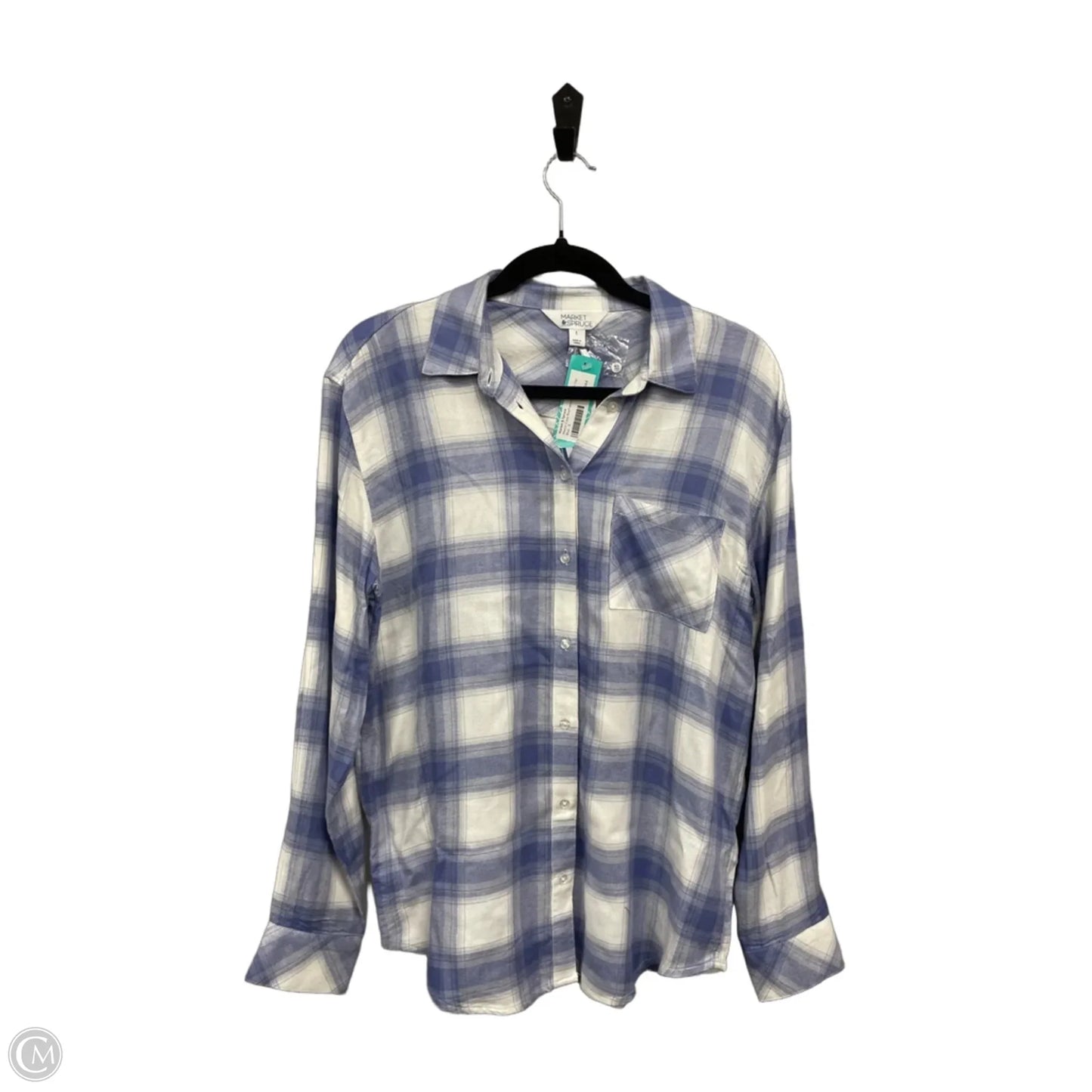 Top Long Sleeve By Market & Spruce In Blue & White, Size: S