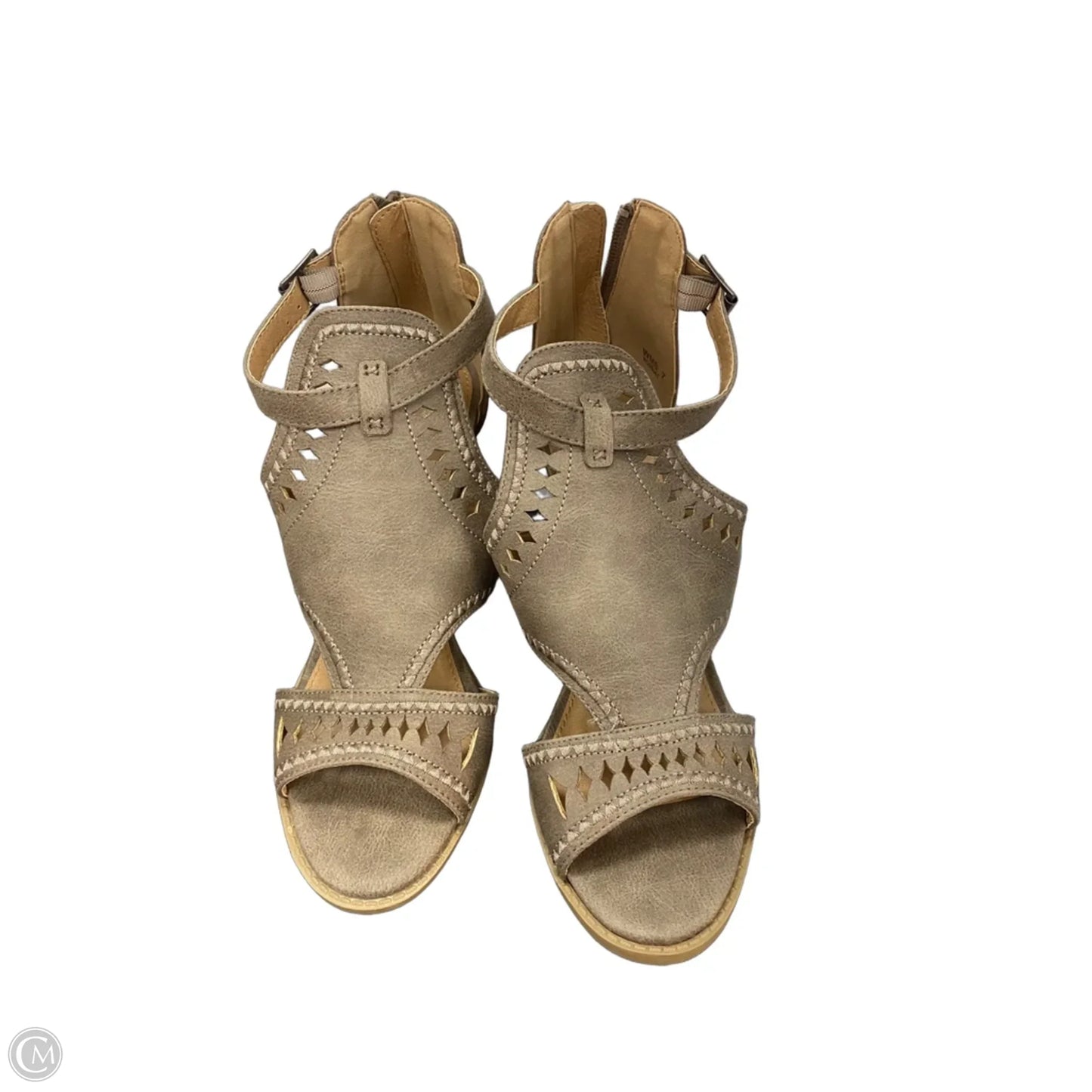Sandals Heels Block By Report In Tan, Size: 7