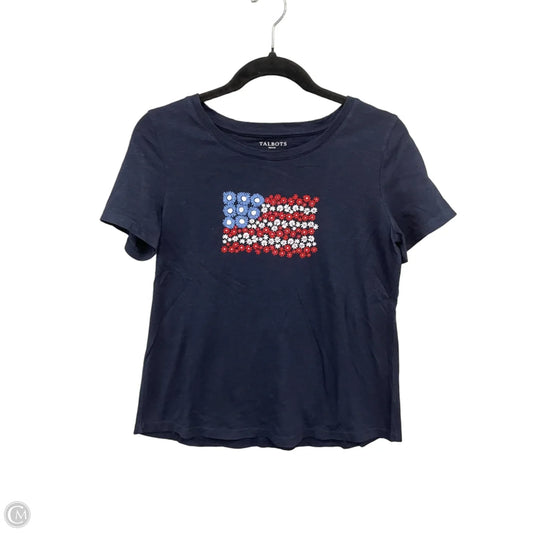 Top Short Sleeve Basic By Talbots In Blue & Red & White, Size: Sp