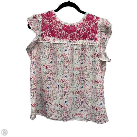 Top Short Sleeve By Clothes Mentor In Pink & White, Size: L