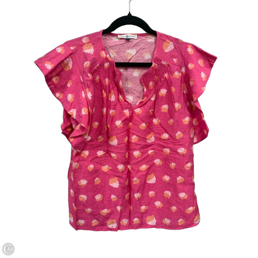 Top Short Sleeve By Michelle Mcdowell In Orange & Pink, Size: L