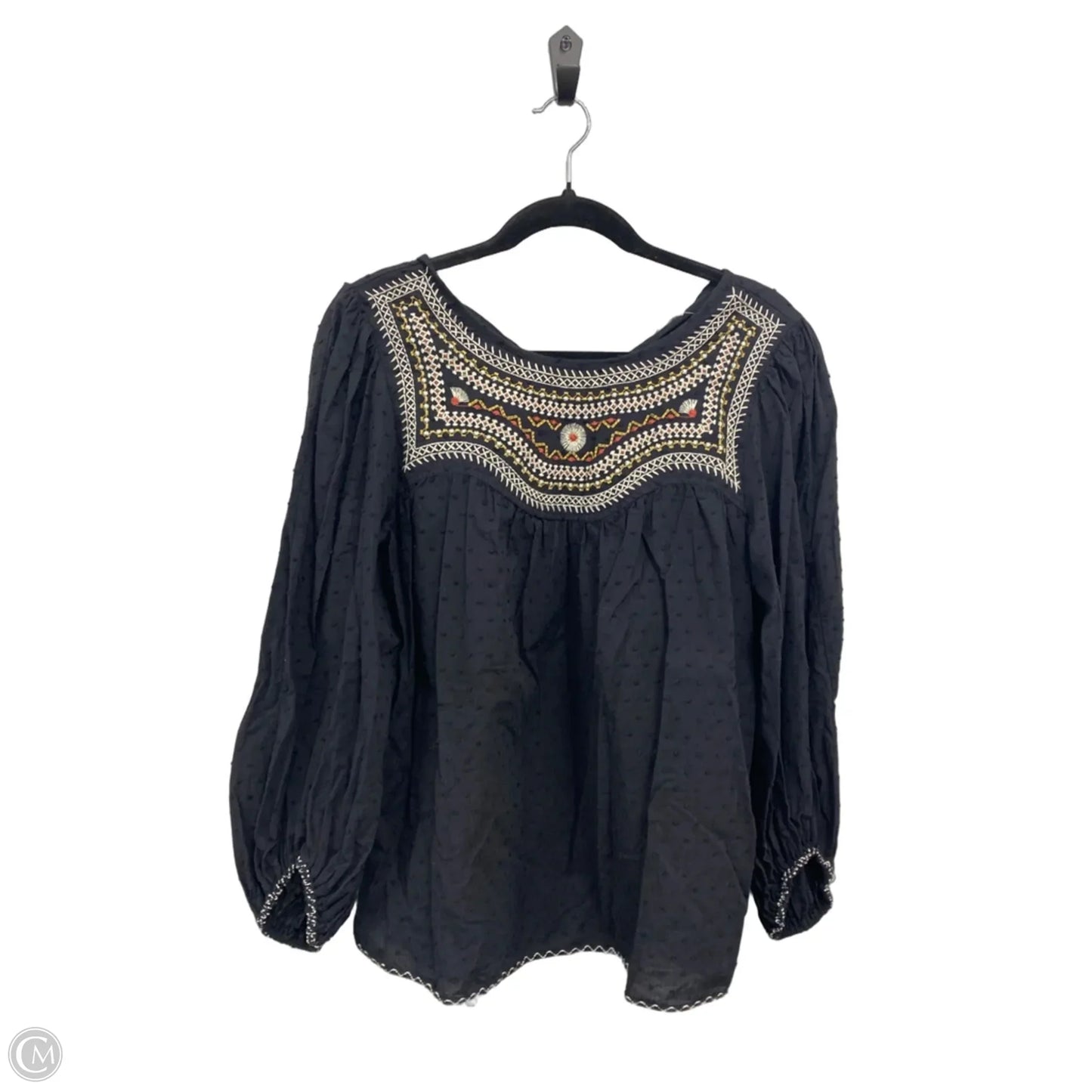 Top 3/4 Sleeve By Max Studio In Black & Cream, Size: L