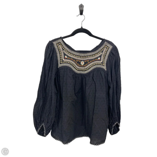Top 3/4 Sleeve By Max Studio In Black & Cream, Size: L