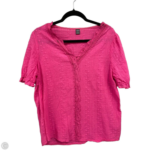 Top Short Sleeve By Shein In Pink, Size: Xl