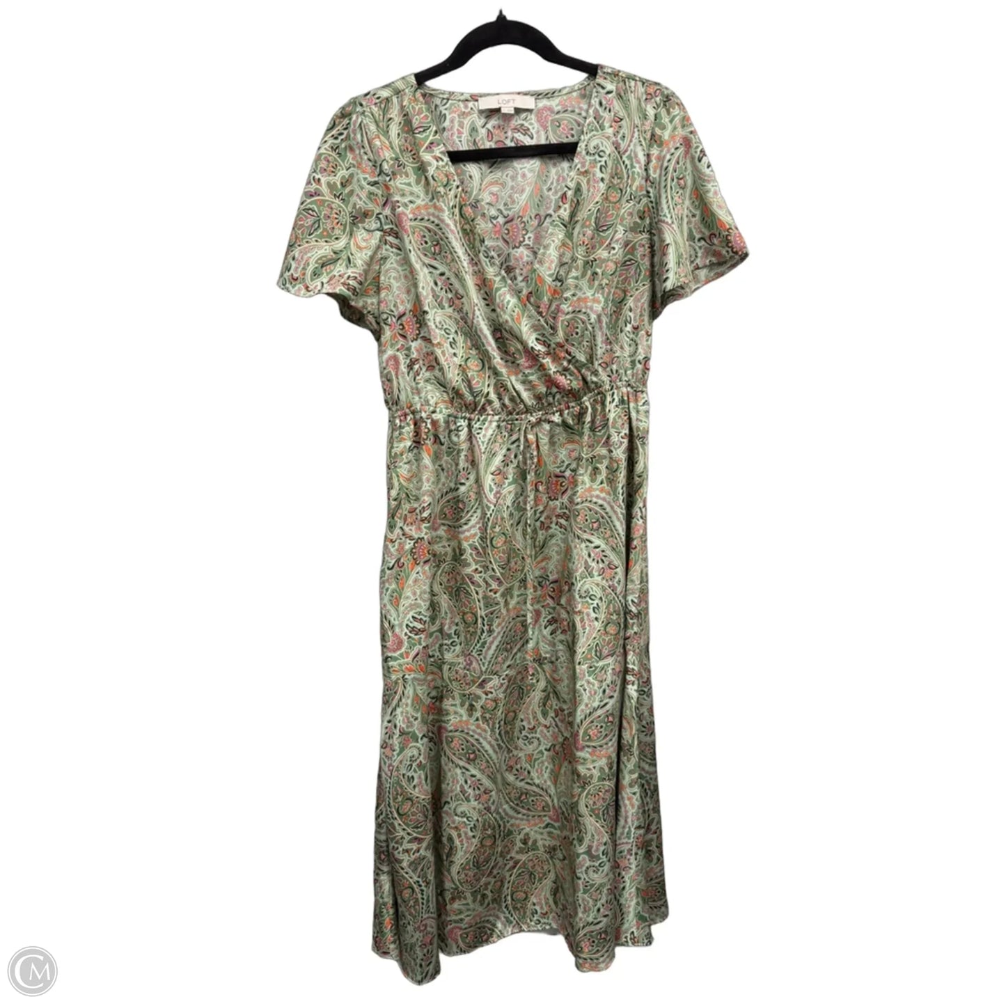 Dress Casual Midi By Loft In Green & Orange, Size: M