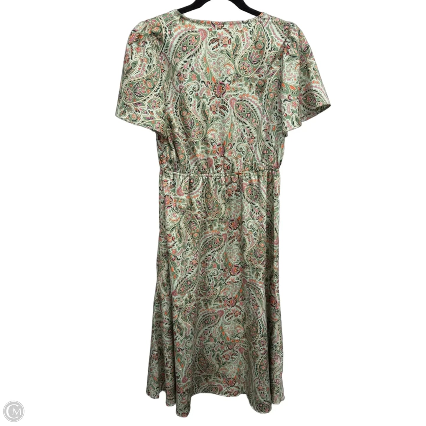 Dress Casual Midi By Loft In Green & Orange, Size: M