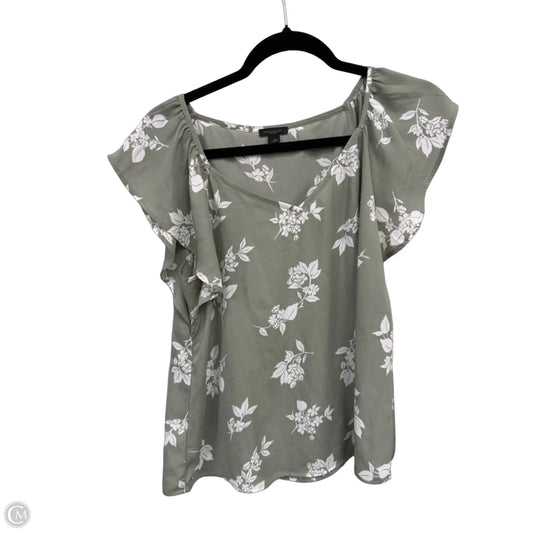 Top Short Sleeve By Ann Taylor In Green & White, Size: Xs