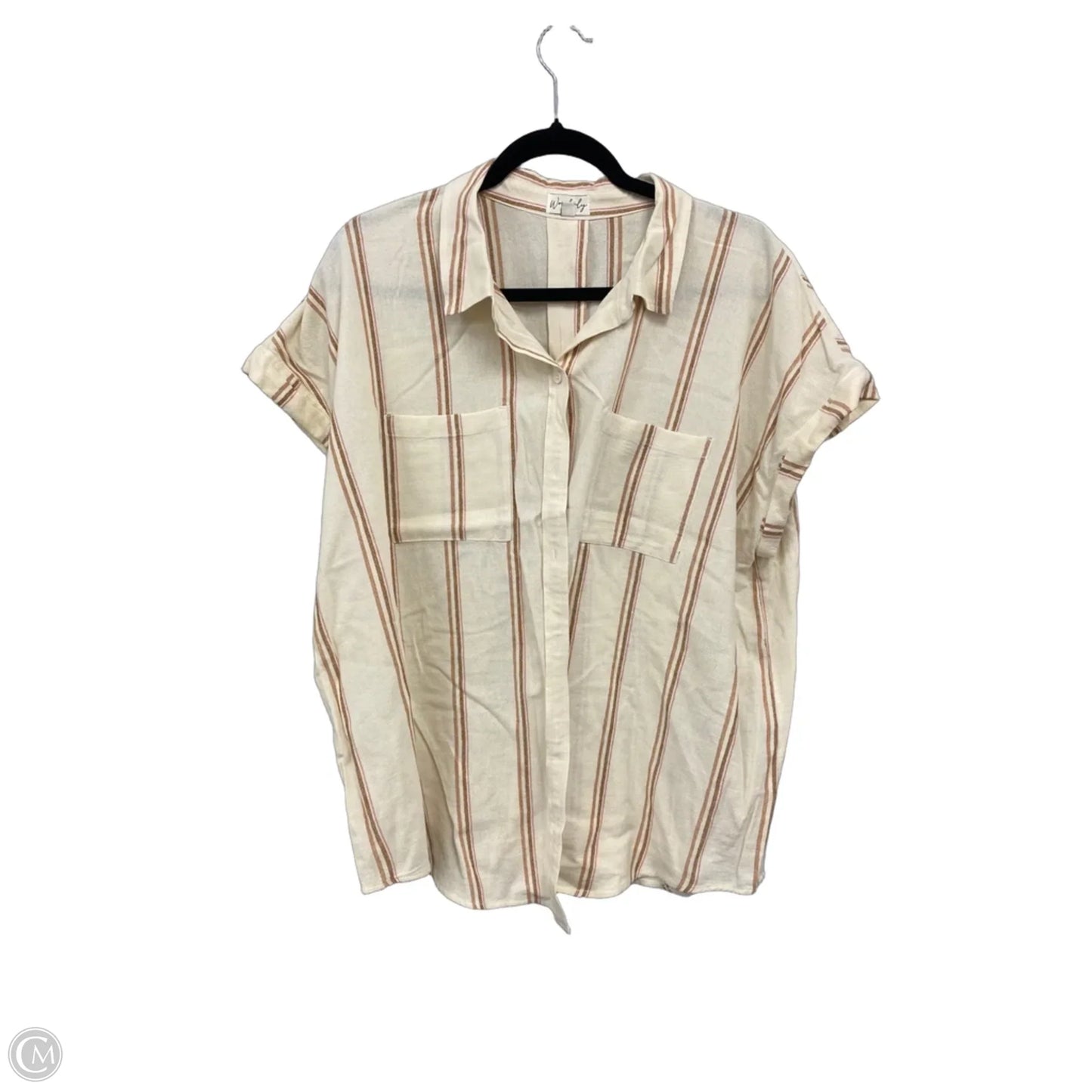 Top Short Sleeve By Wonderly In Cream & Orange, Size: Xl