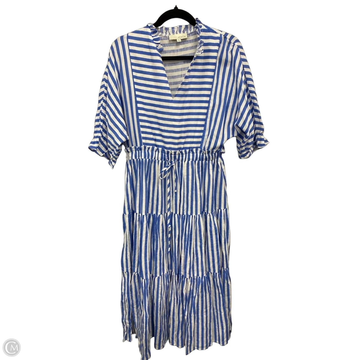 Dress Casual Midi By Pinch In Blue & White, Size: L