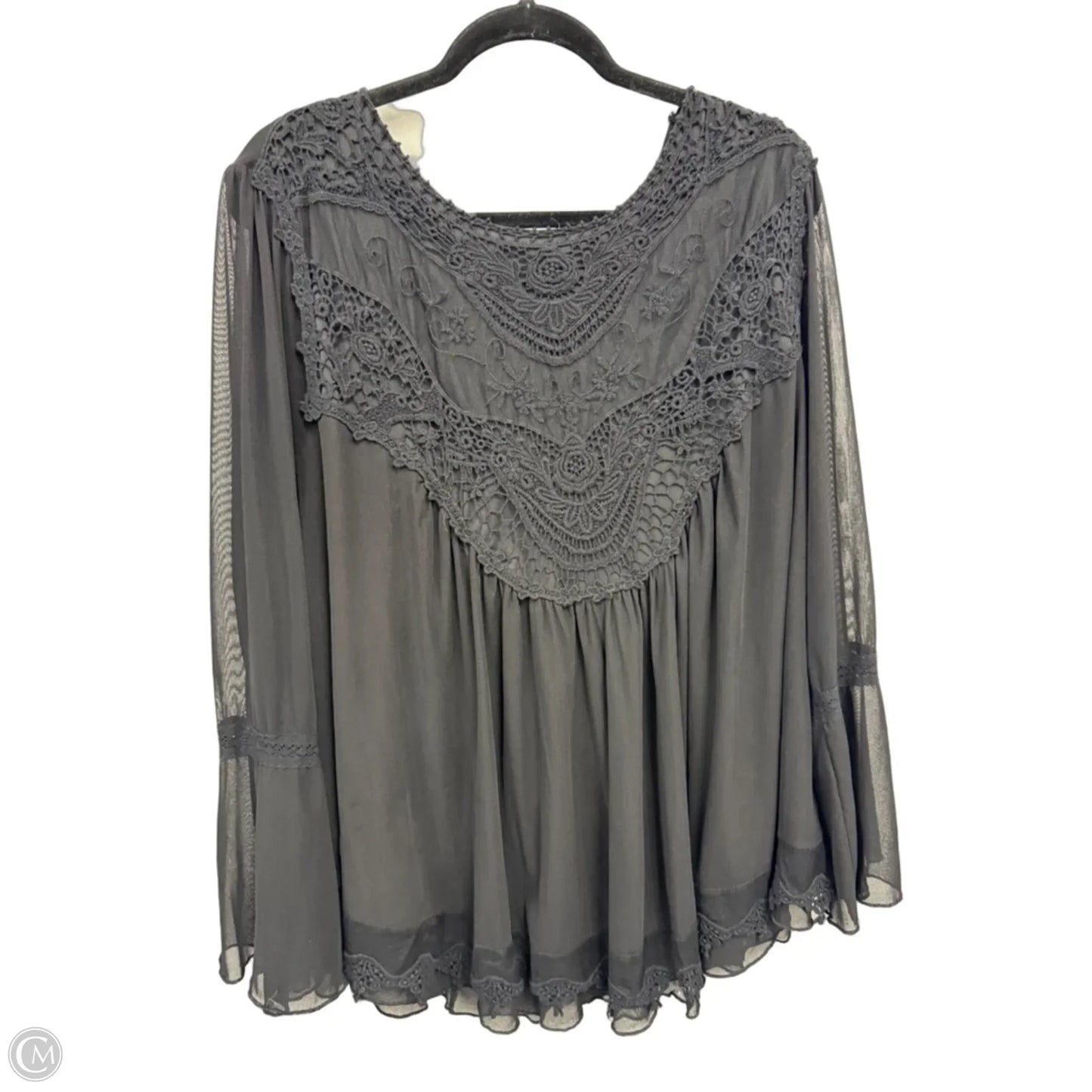Top Long Sleeve By Ultra Pink In Black, Size: 2x