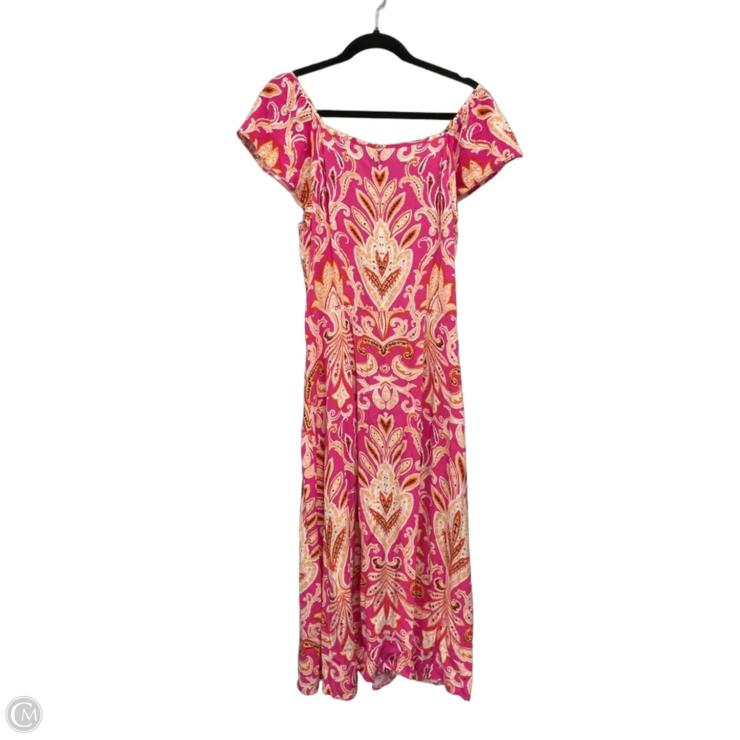 Dress Casual Midi By Loft In Orange & Pink, Size: 10