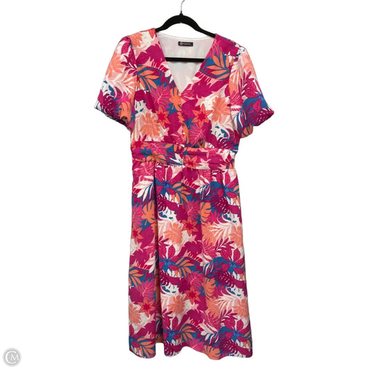 Dress Casual Midi By Prettygarden In Orange & Pink, Size: L