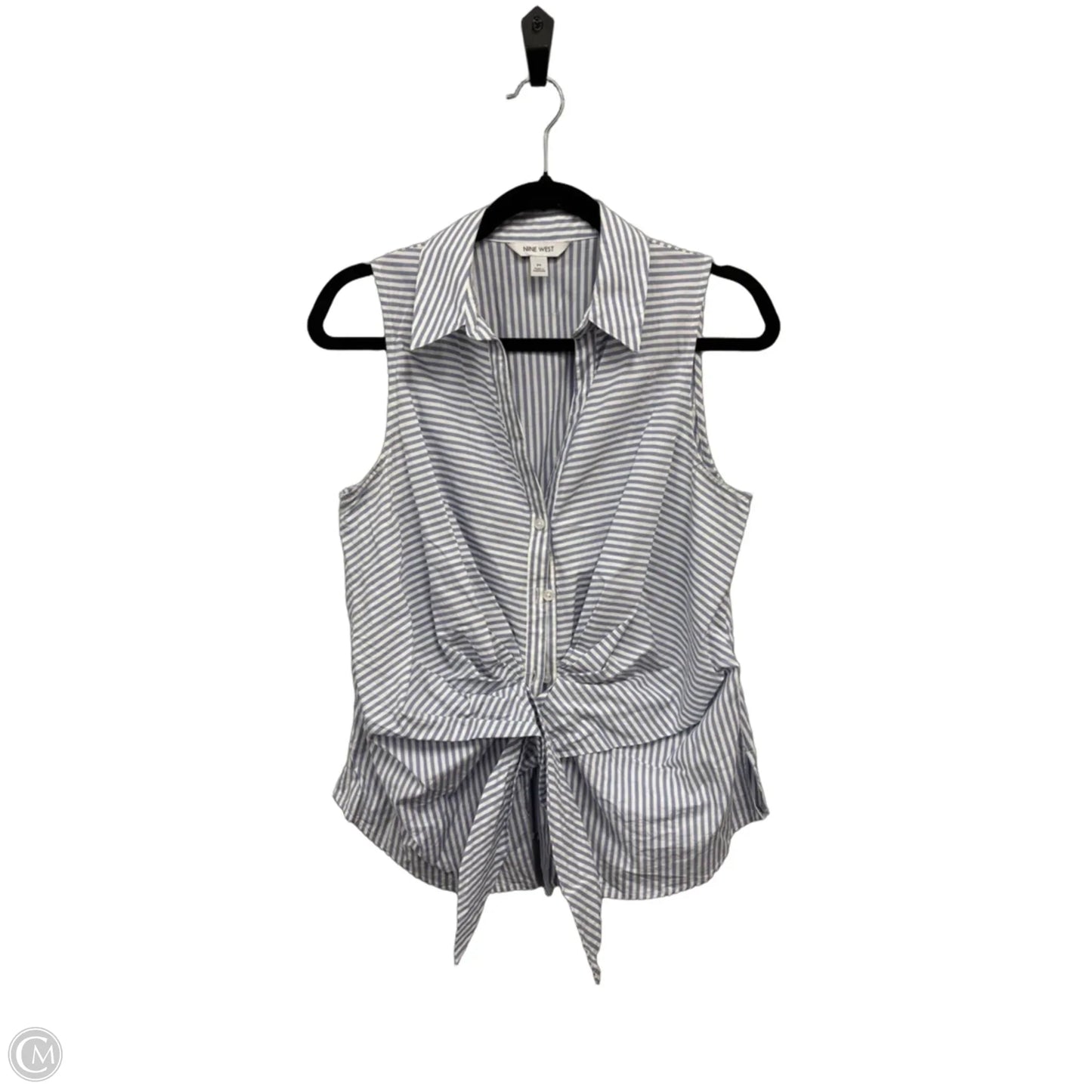 Top Sleeveless By Nine West In Blue & White, Size: M