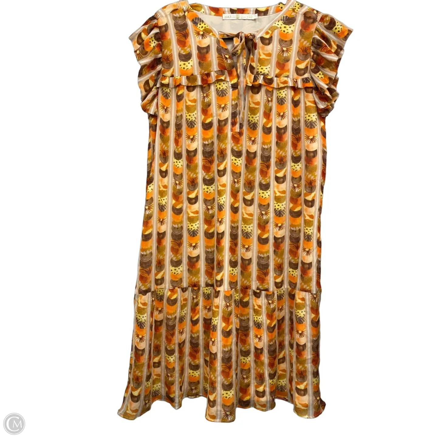 Dress Casual Midi By Marie Oliver In Brown & Orange, Size: M