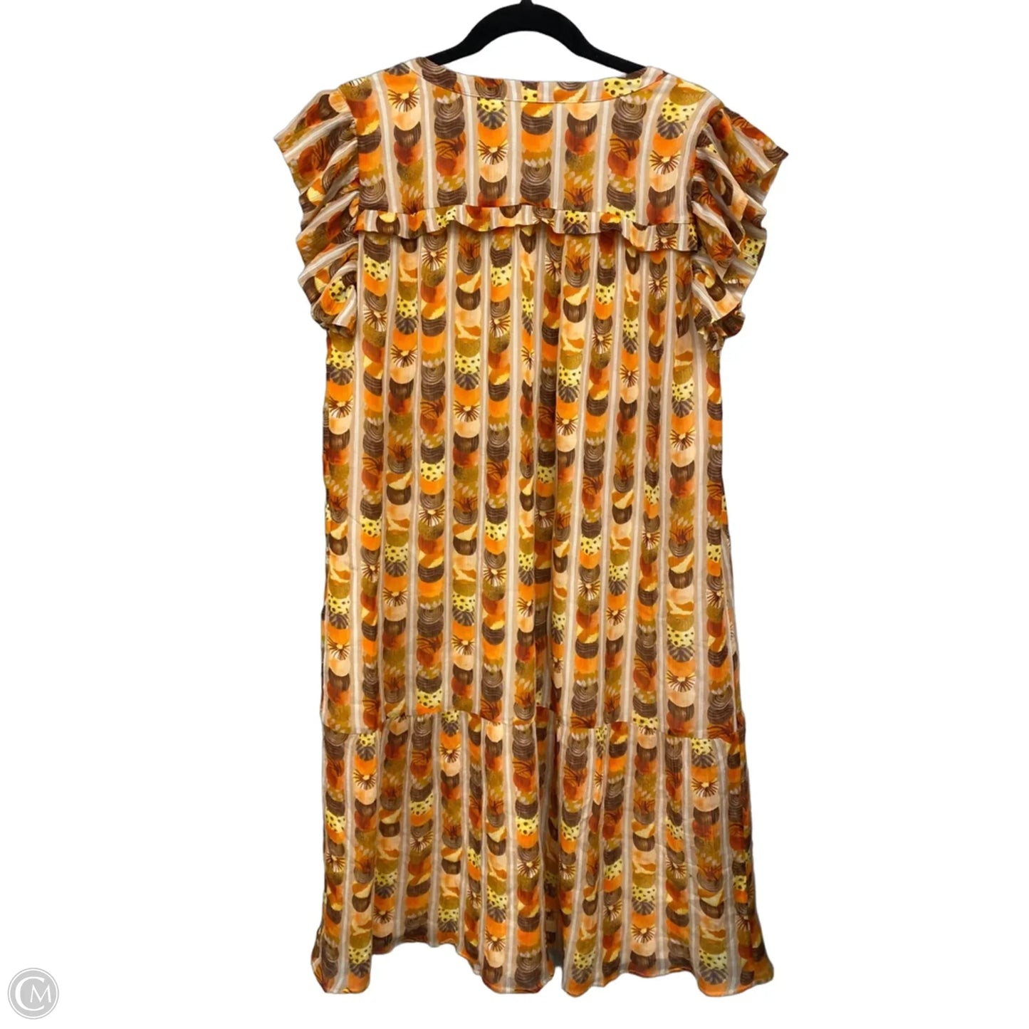 Dress Casual Midi By Marie Oliver In Brown & Orange, Size: M