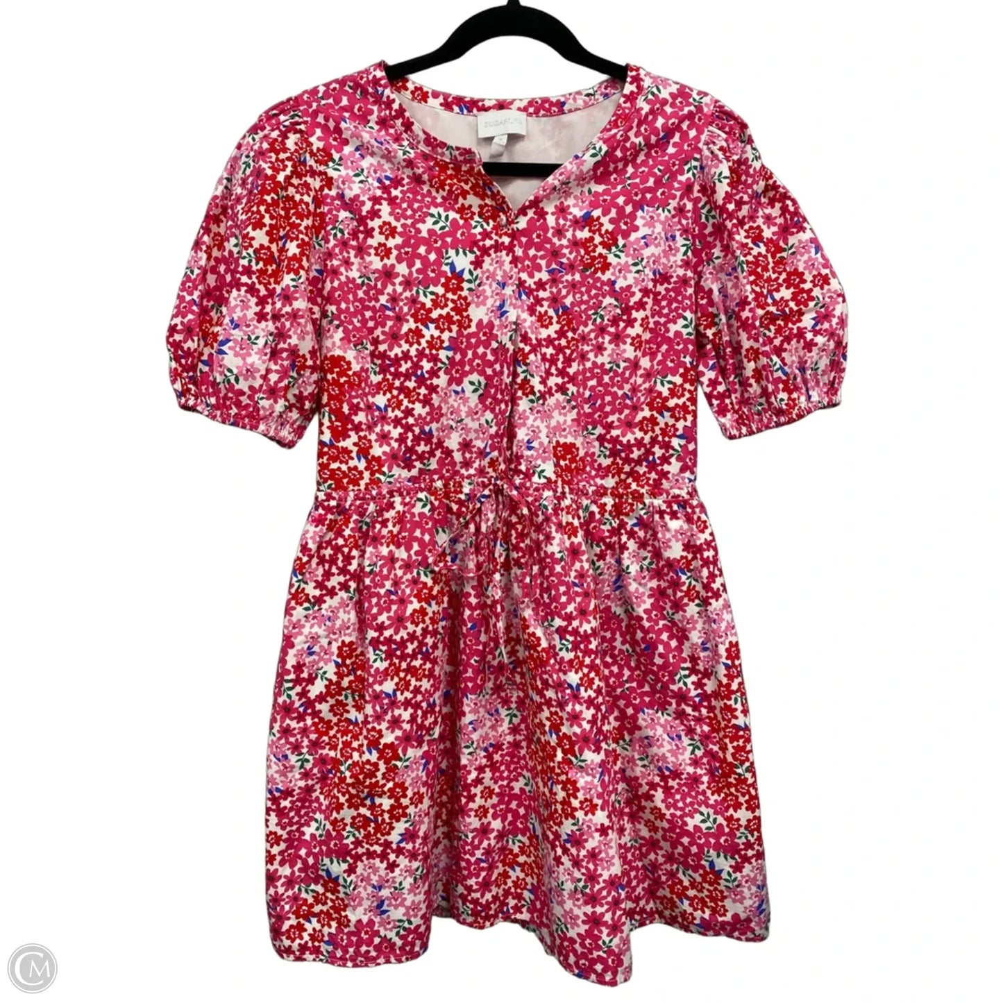 Dress Casual Short By Sugar Lips In Pink & White, Size: M