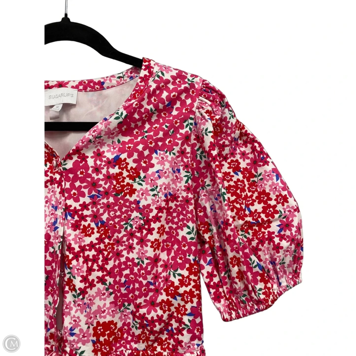 Dress Casual Short By Sugar Lips In Pink & White, Size: M