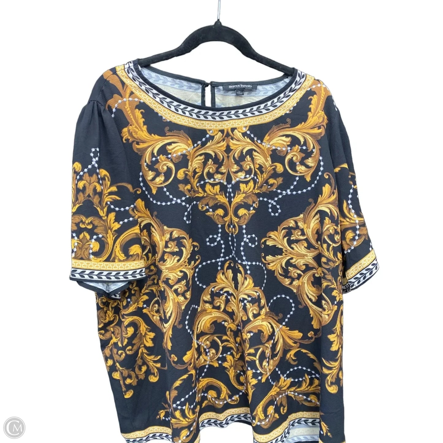 Top Short Sleeve By Jealous Tomato In Black & Gold, Size: 2x