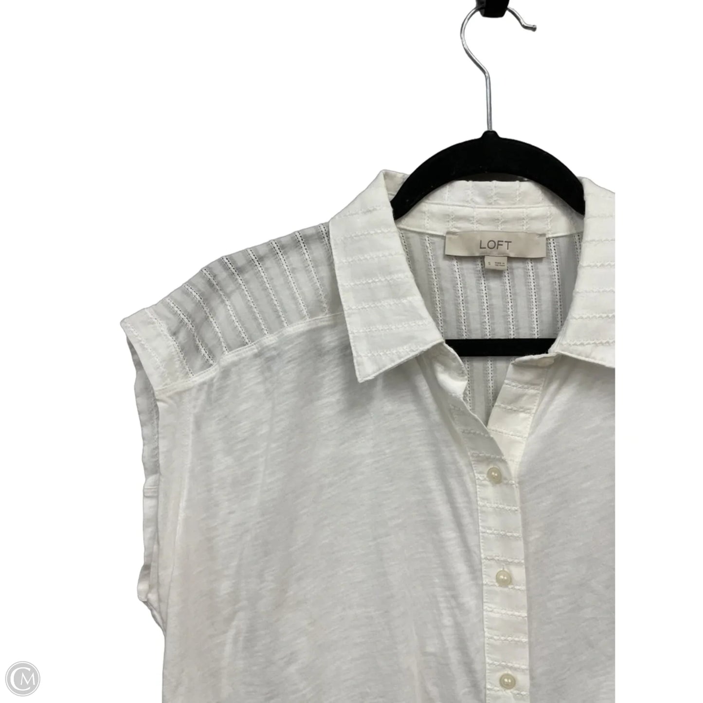 Top Short Sleeve By Loft In Cream, Size: S