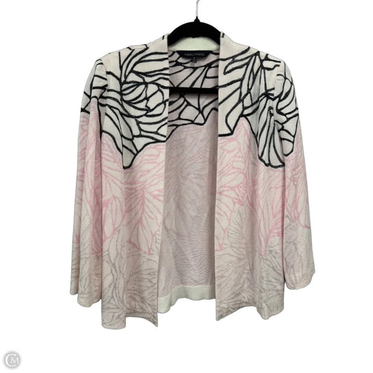 Sweater Cardigan By Ming Wang In Black & Pink, Size: S