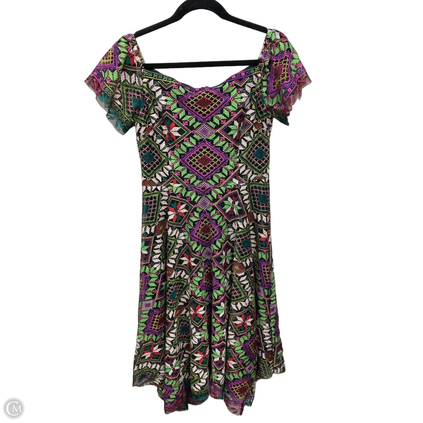 Dress Casual Midi By Alex Marie In Green & Purple, Size: 8