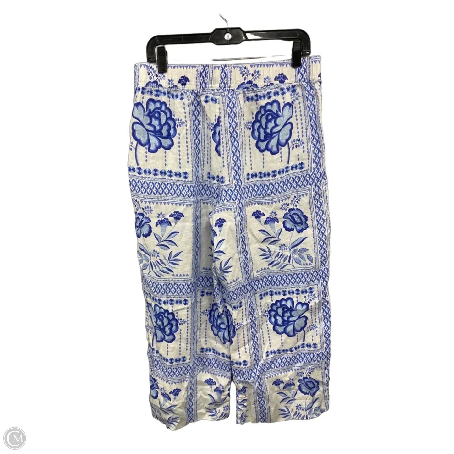 Pants Wide Leg By H For Halston In Blue & White, Size: L