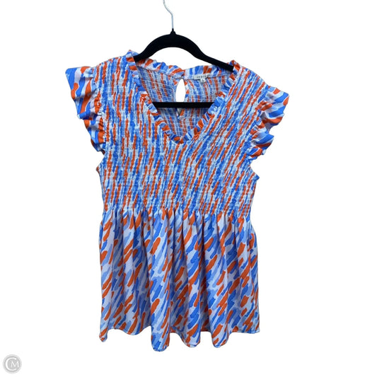 Top Short Sleeve By Jodifl In Blue & Orange, Size: L
