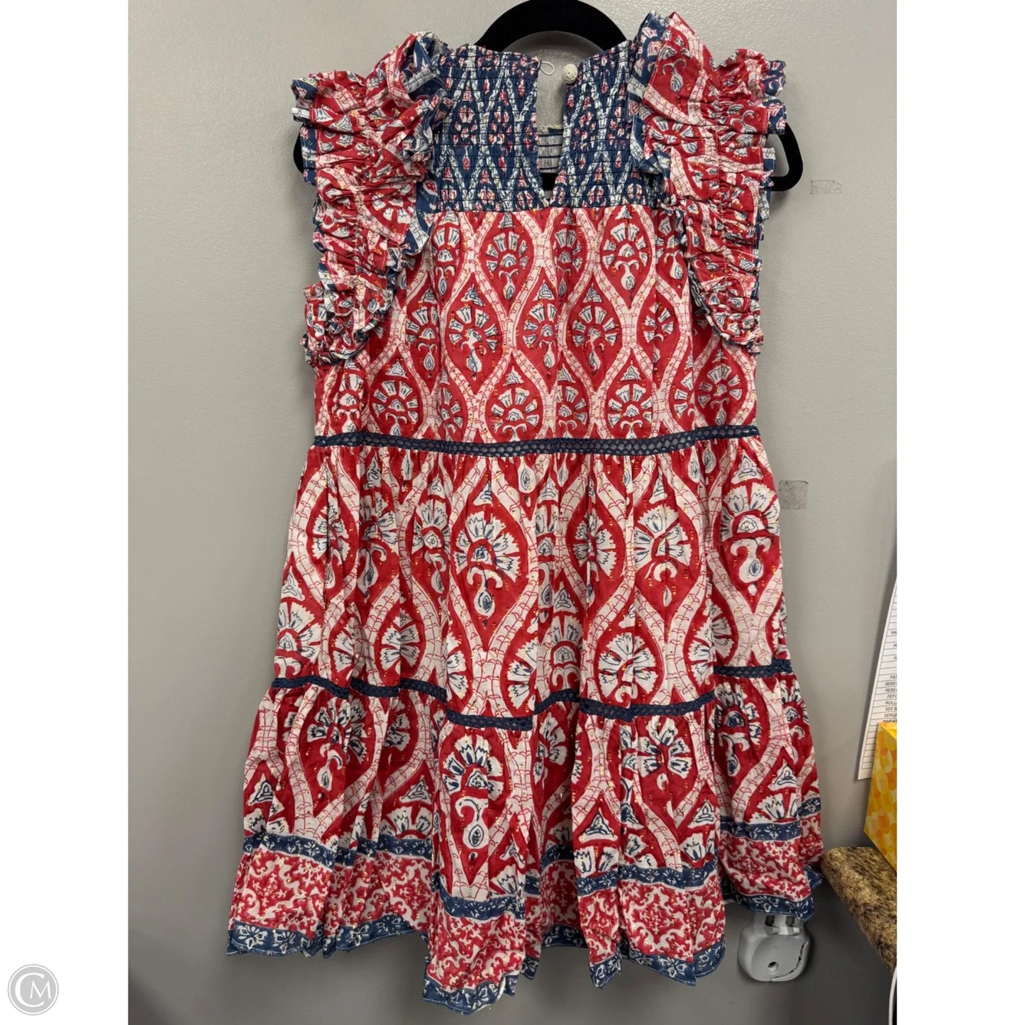 Dress Casual Short By Ash & Eden In Blue & Red & White, Size: Xs