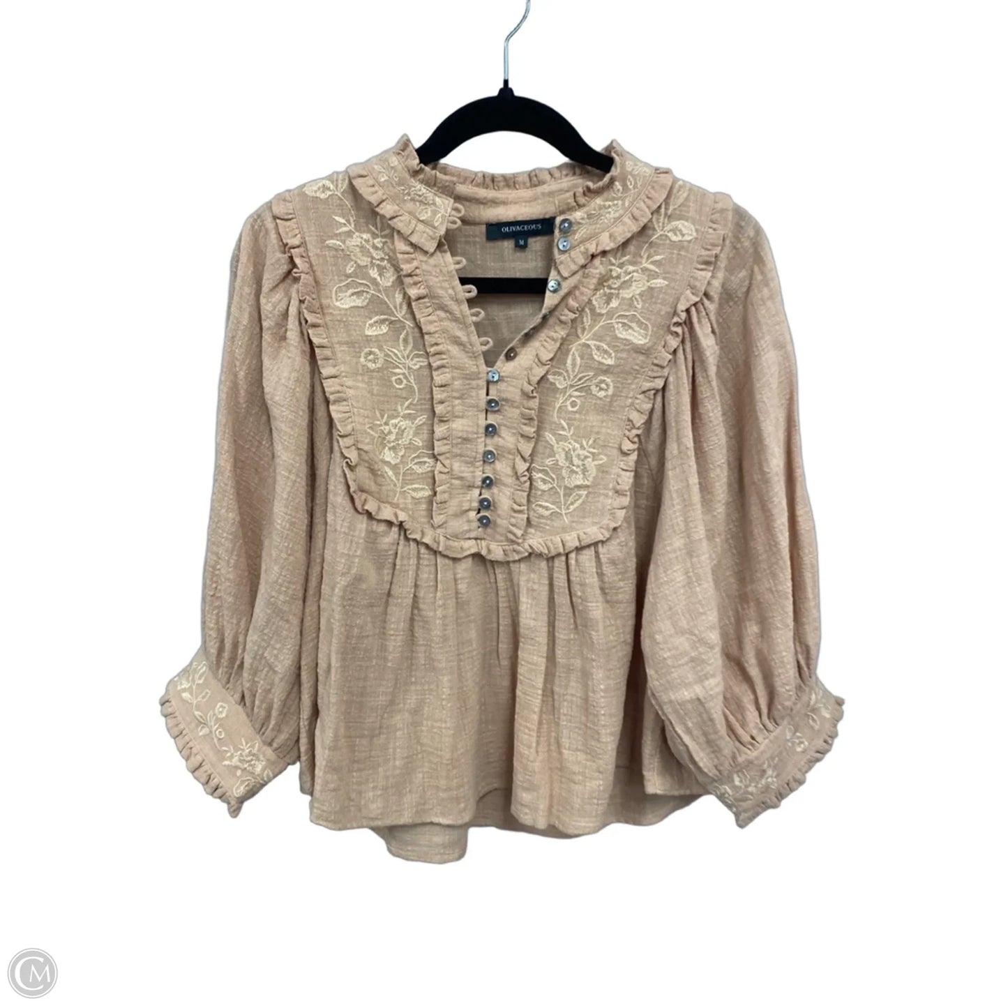 Top 3/4 Sleeve By Olivaceous In Peach, Size: M