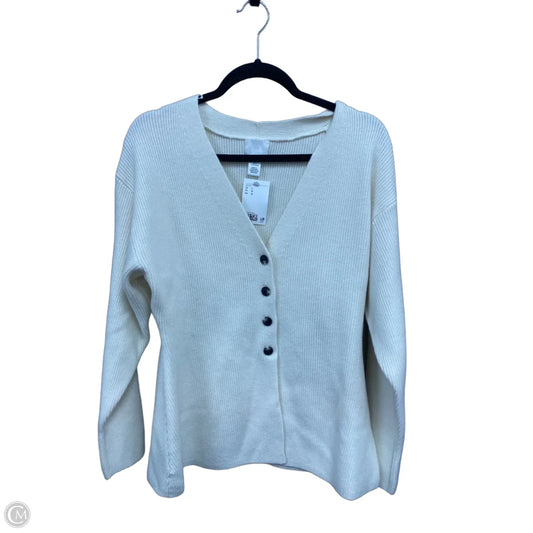 Sweater Cardigan By H&m In Cream, Size: L