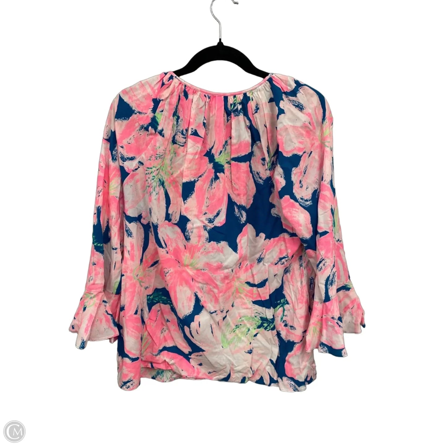 Top Long Sleeve Designer By Lilly Pulitzer In Blue & Pink, Size: L