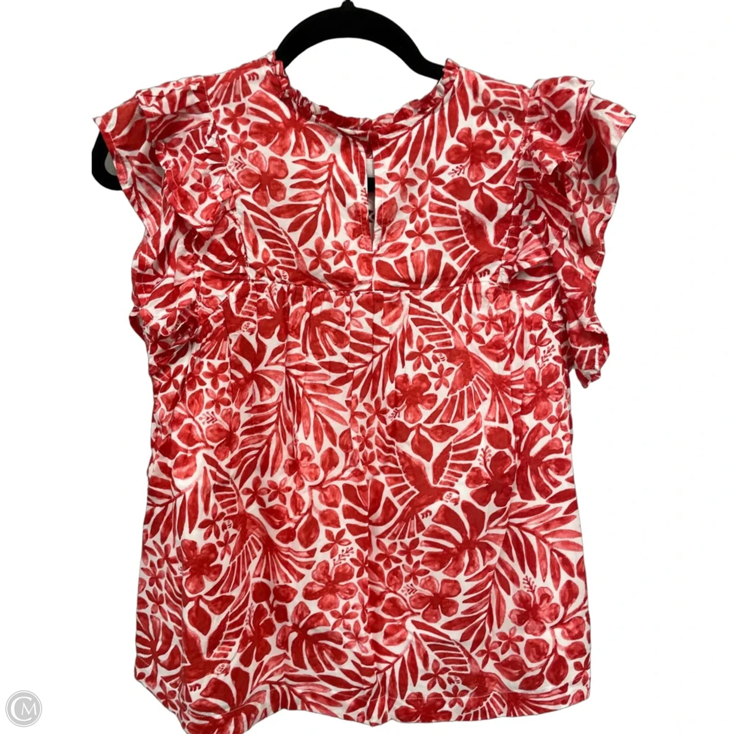 Top Short Sleeve By Crown And Ivy In Orange & White, Size: S
