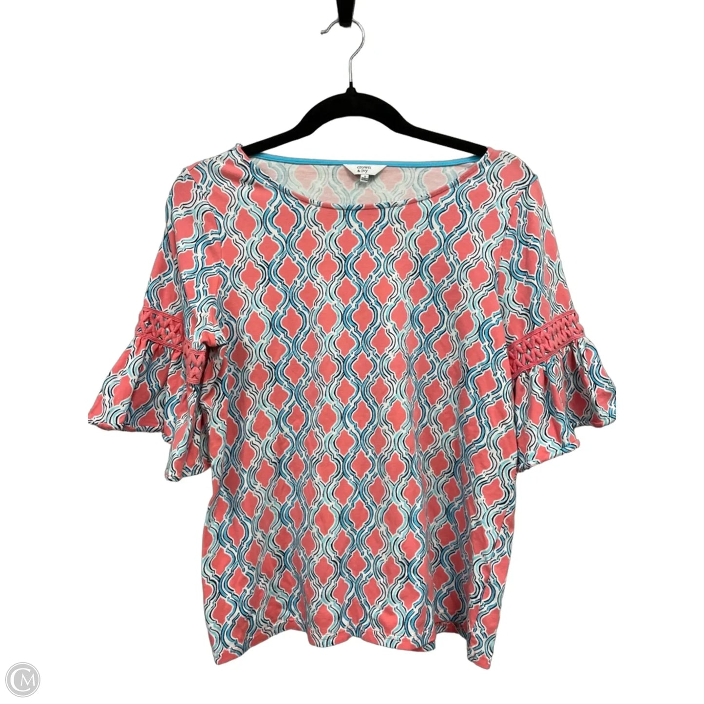 Top 3/4 Sleeve By Crown And Ivy In Blue & Pink, Size: S