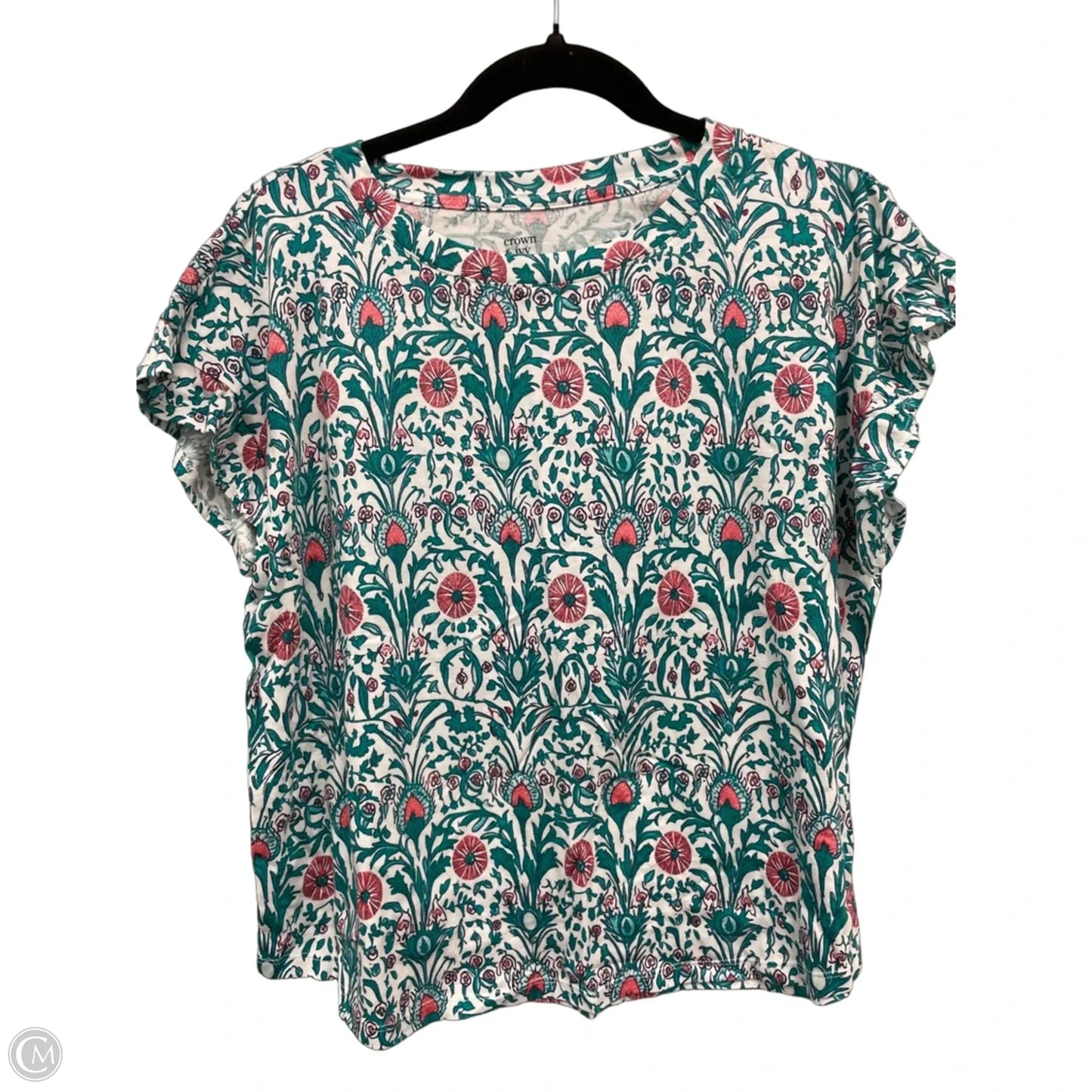 Top Short Sleeve Basic By Crown And Ivy In Green & Orange, Size: Mp