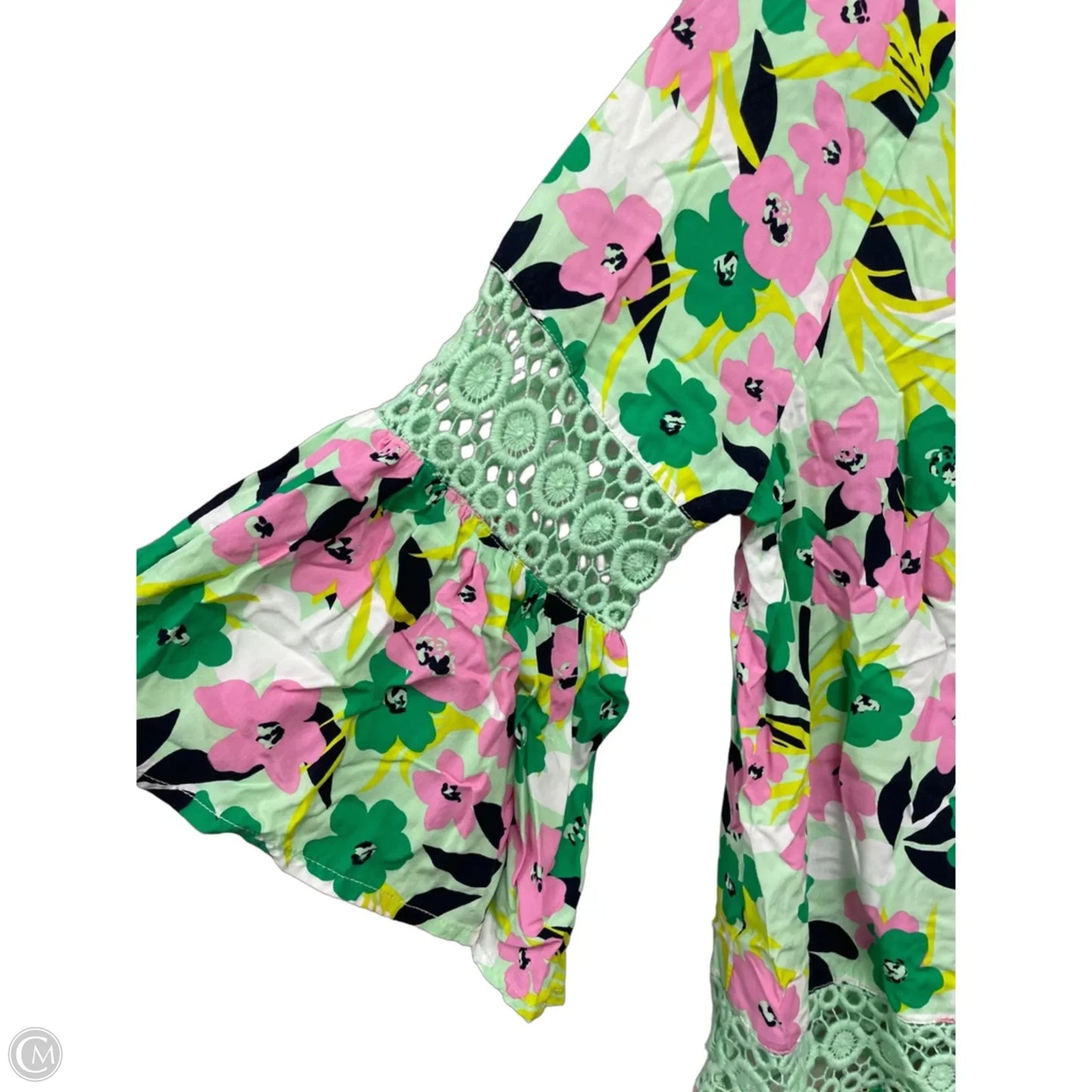 Top 3/4 Sleeve By Crown And Ivy In Green & Pink, Size: S